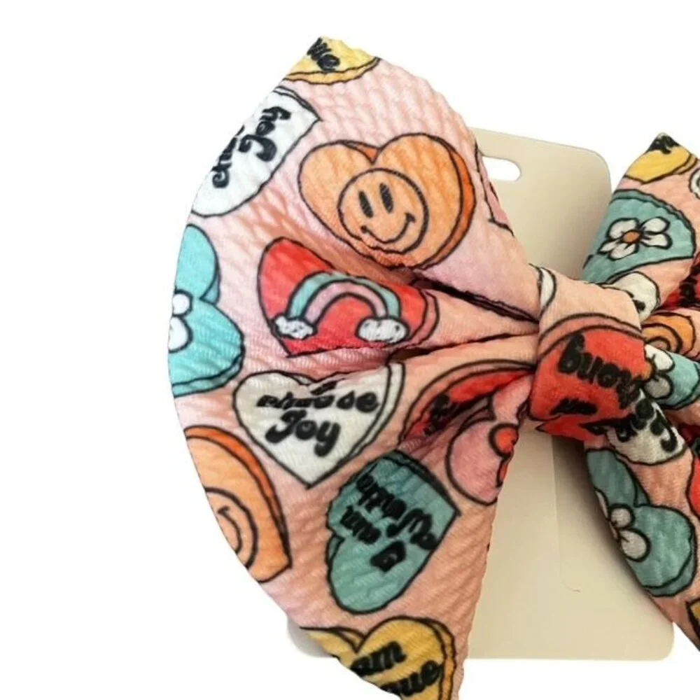 Pink Heart Print Bow 5